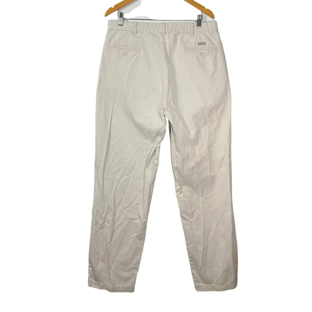 Polo Ralph Lauren Hammond Pant Mens 35x30 Beige Pleated Front Classic Chino Cuff
